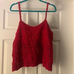 Vintage Crochet Red Summer Tank Top
